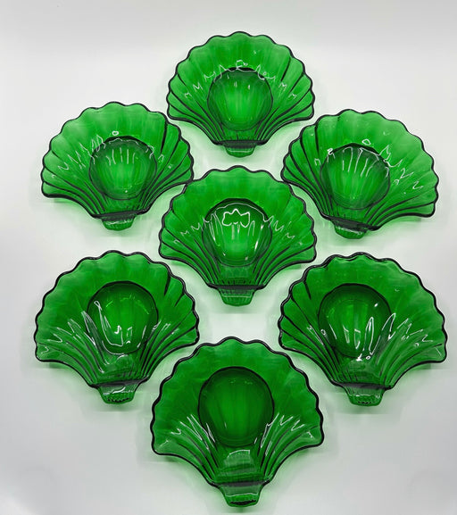 Vintage 'Anchor Hocking' Shell Bowls in 'Forest Green' (Set of 7) image 0