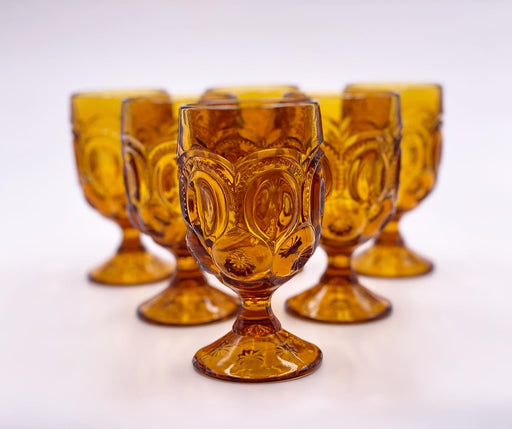 Vintage 'Moon & Stars' Amber Goblet image 1