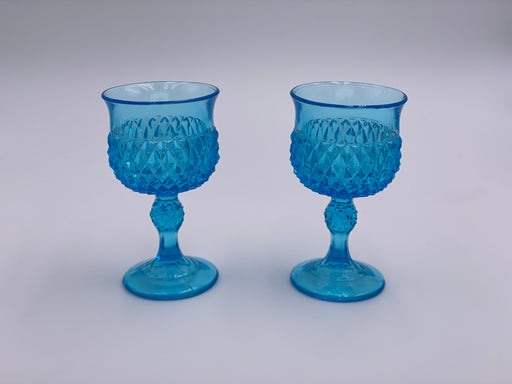 Vintage 'Diamond Point' Wine Glass in Light Blue image 0