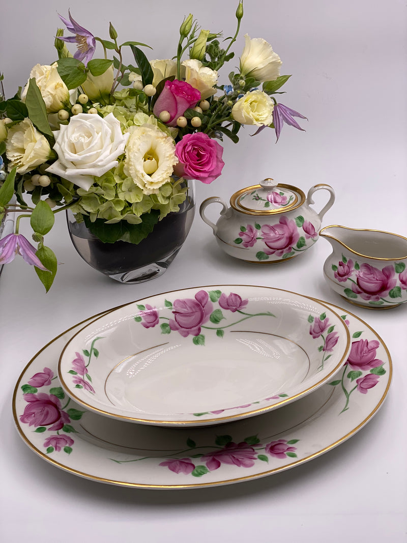 Vintage Kirk China in 'Hand-Painted' Pink Roses - 52 Piece Set (Serves 8) image 2