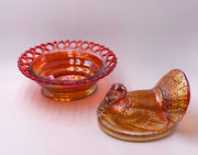 Mosser Glass 'Turkey on Basket' in 'Rose Gold Carnival' image 2