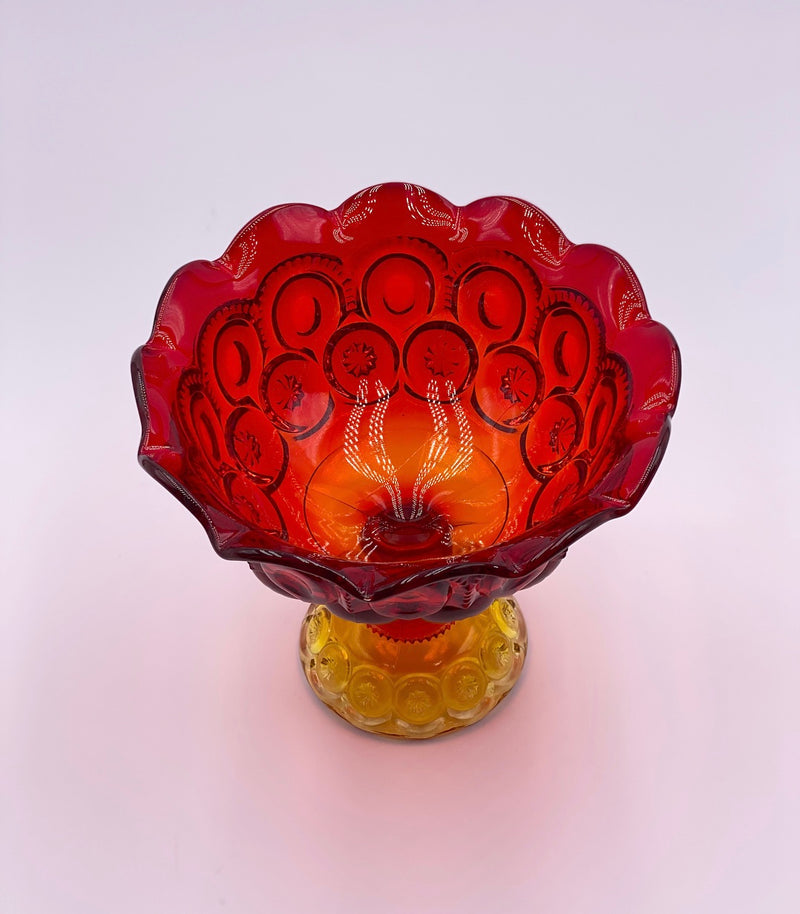 Vintage 'Moon & Stars' Footed Compote in 'Amberina' image 2