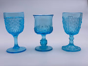 Vintage 'Daisy & Cube Stars & Bars' Light Blue Goblet image 1