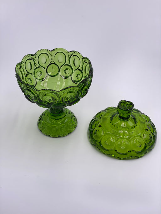 Vintage 'Moon & Stars' Covered Compote in 'Green' image 1