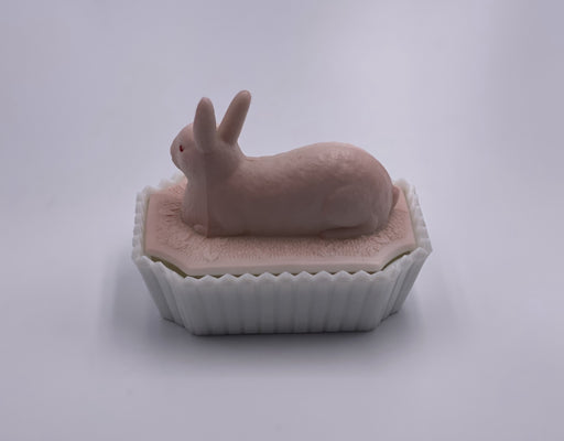 Vintage Westmoreland 'Bunny' Candy Dish in 'Pink & Milk White' image 1