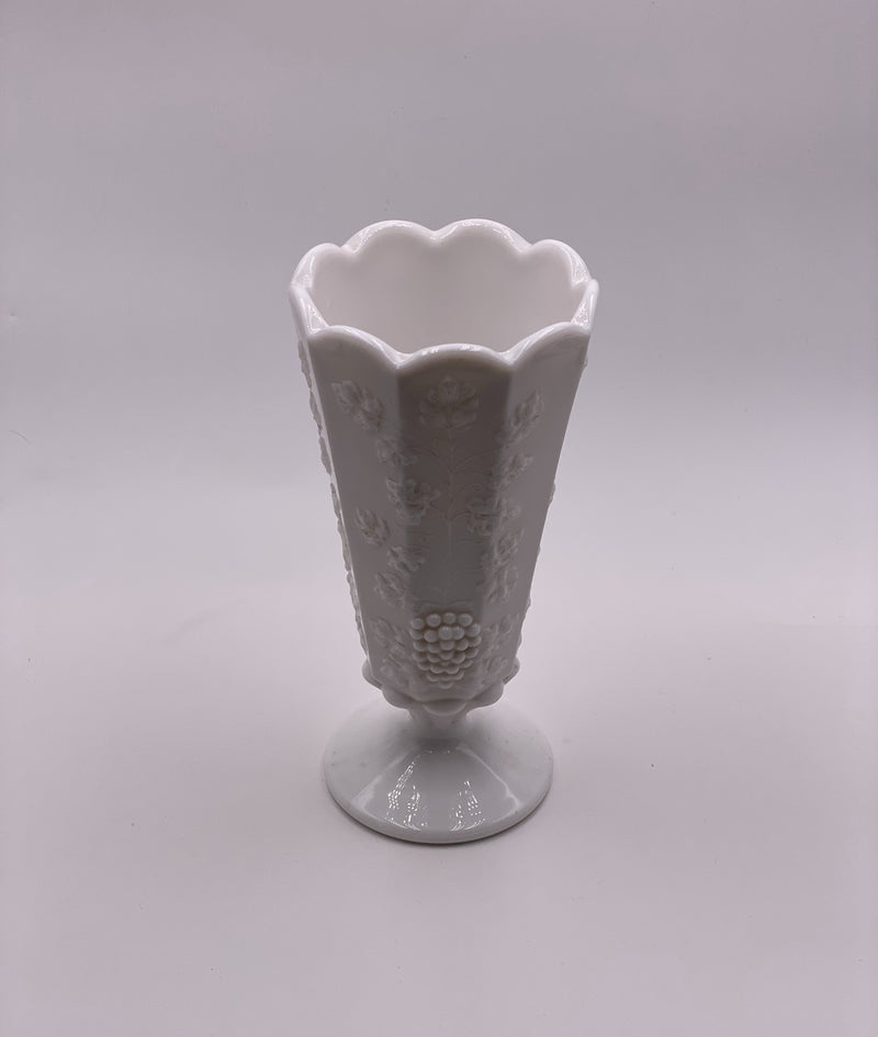 Vintage 'Paneled Grape' Flower Vase in 'Milk Glass' image 1
