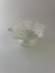 Vintage 'Fenton' Hobnail Milk Glass 'Ruffled' Bowl image 0