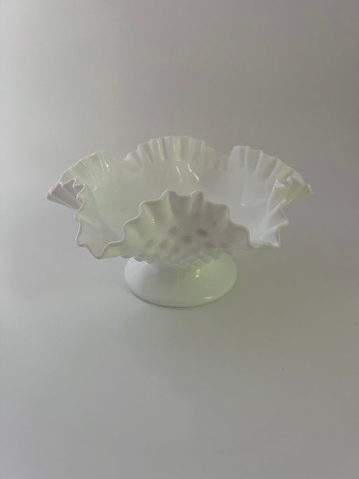 Vintage 'Fenton' Hobnail Milk Glass 'Ruffled' Bowl image 0