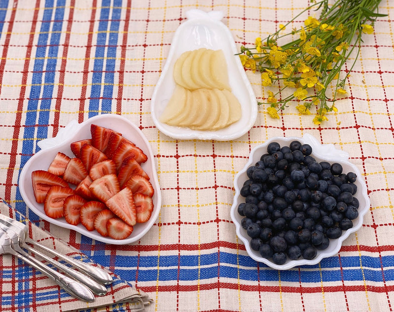 Trio of Vintage Fruit Plates in 'Milk Glass' (Set of 3) image 1