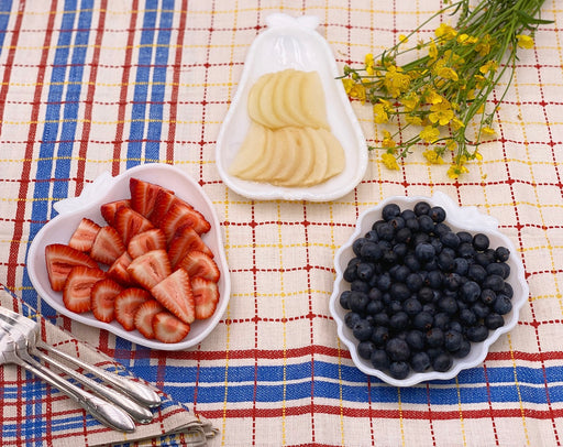 Trio of Vintage Fruit Plates in 'Milk Glass' (Set of 3) image 1