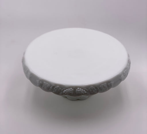 Vintage 'Paneled Grape' Round Cake Stand in 'Milk Glass' image 1