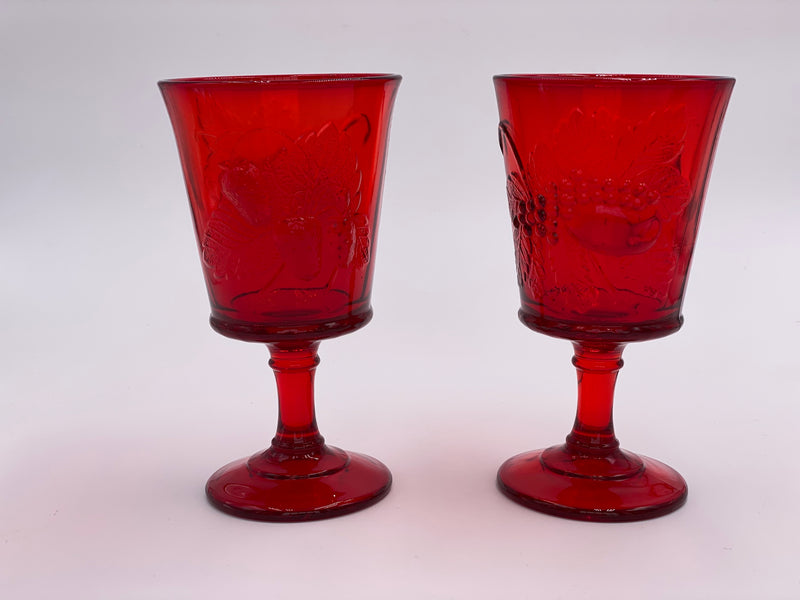 Vintage 'Strawberry & Currant' Ruby Red Goblet image 1