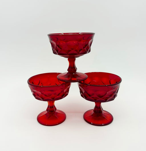 Vintage 'Thumbprint' Champagne Coupe in 'Ruby Red' image 0