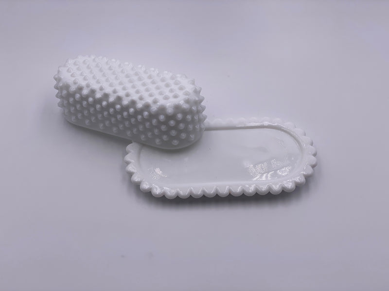 Vintage 'Hobnail' Covered Butter Dish in 'Milk White' image 2