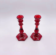 Mosser Glass 'Candlestick' in 'Red' (Set of two) image 1