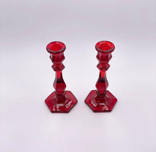 Mosser Glass 'Candlestick' in 'Red' (Set of two) image 1
