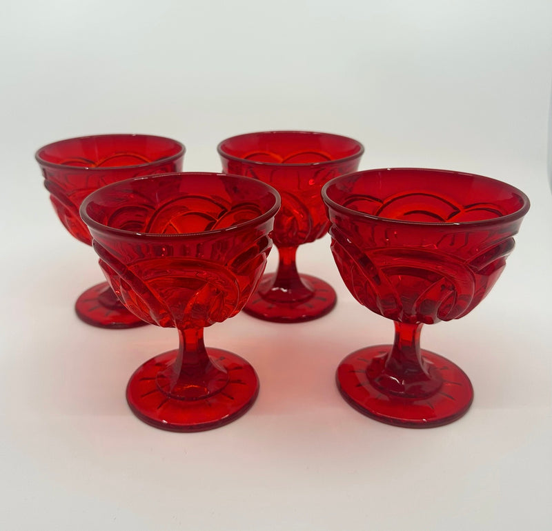 Vintage 'Double Wedding Ring' Champagne Coupe in 'Ruby Red' image 1