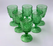 Vintage 'Daisy & Button Thumbprint Panel' Green Goblet image 2