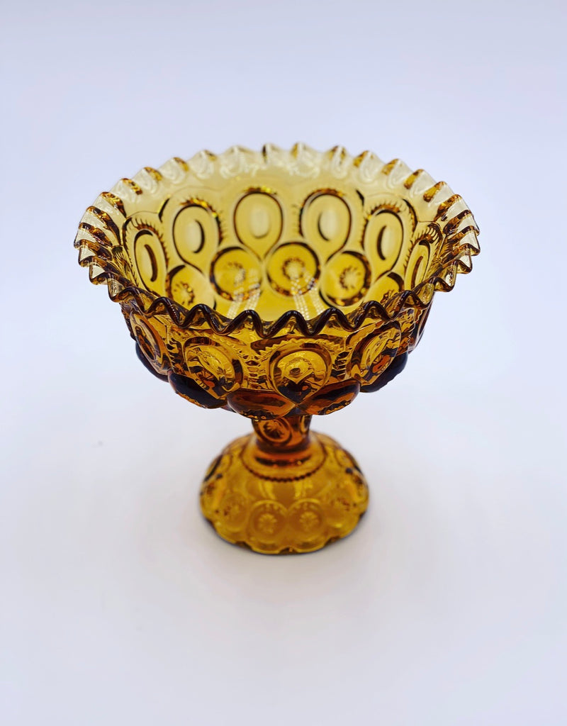 Vintage 'Moon & Stars' Footed Compote in 'Amber' image 1