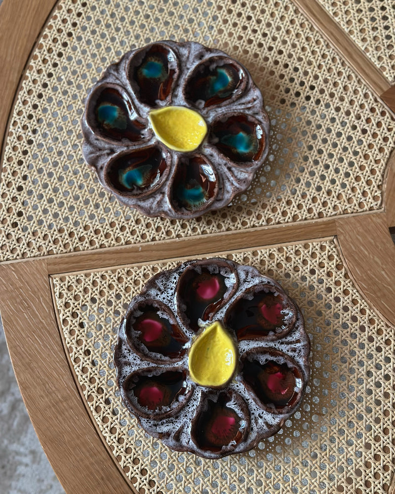 Vintage French Majolica Oyster Plates (Set of Two) image 0