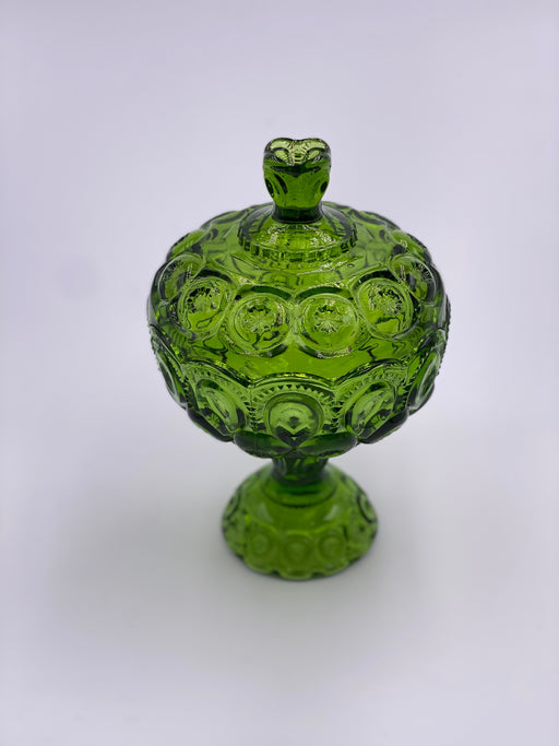 Vintage 'Moon & Stars' Covered Compote in 'Green' image 0