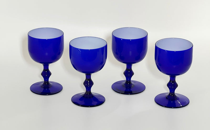 Vintage 'Murano Glass' Wine Glasses in 'Cobalt' (Set of Four) image 0