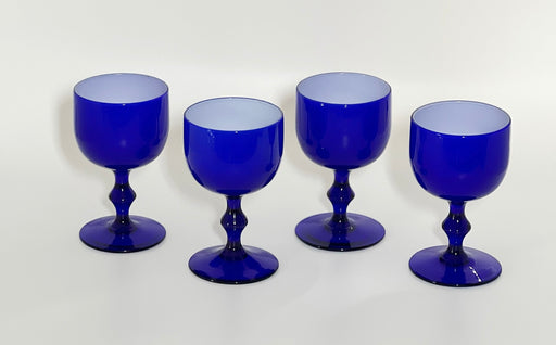 Vintage 'Murano Glass' Wine Glasses in 'Cobalt' (Set of Four) image 0