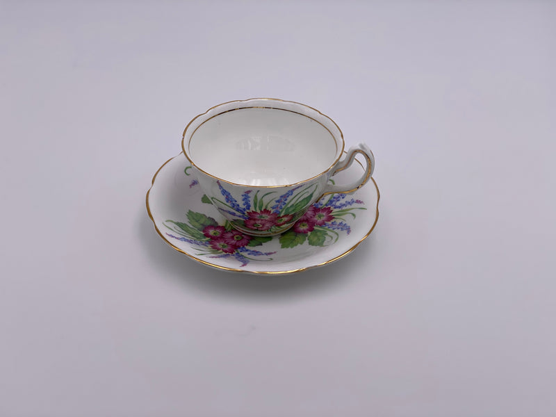 Vintage Royal Stuart 'Floral & Bluebells' Teacup & Saucer image 1