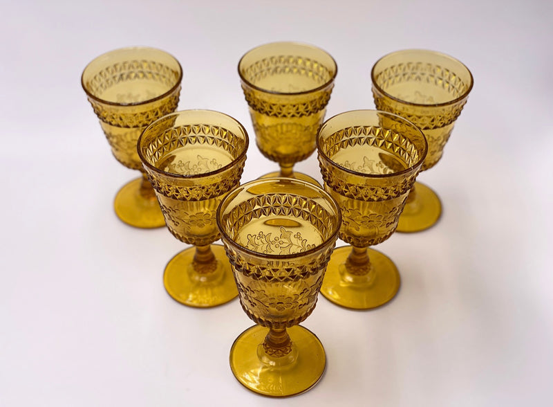 Vintage 'Wildflower' Amber Goblet image 2