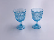 Vintage 'Double Wedding Ring' Light Blue Wine Glass image 2