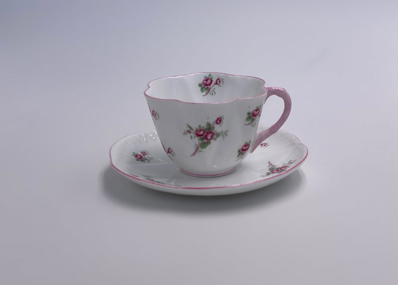 Vintage Shelley 'Rosebud' Teacup & Saucer - Pink Trim image 0