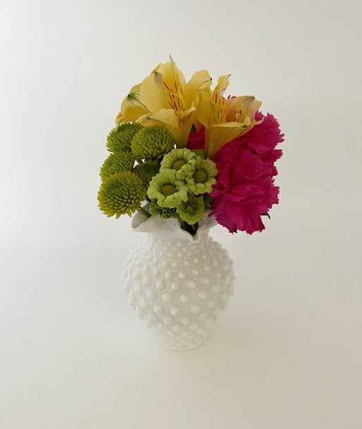 Vintage 'Fenton' Hobnail Milk Glass 'Ruffled' Vase image 1