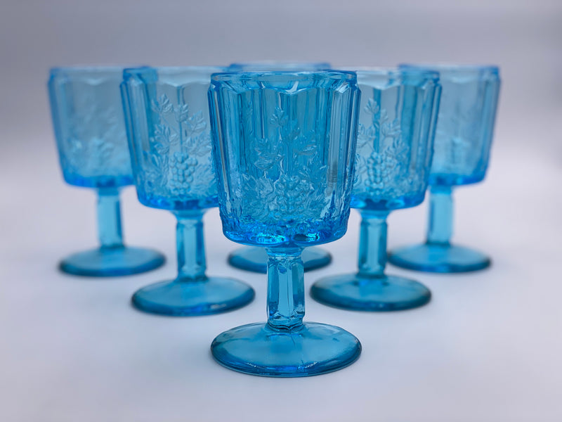 Vintage 'Panel Grape' Light Blue Goblet image 0
