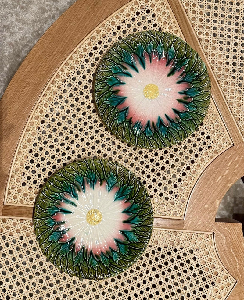 Set of Vintage French Majolica 'Flower' Plates (2) image 0