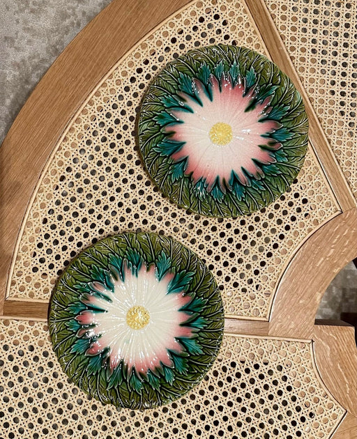 Set of Vintage French Majolica 'Flower' Plates (2) image 0