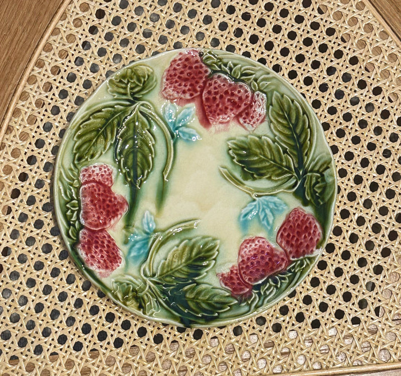 Vintage French Majolica 'Strawberry' Plate image 0