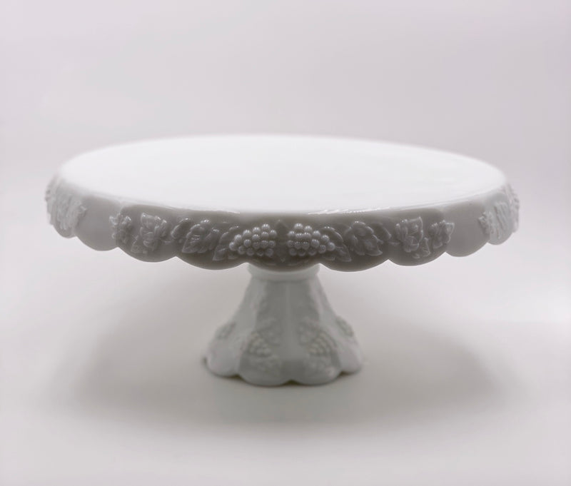 Vintage 'Paneled Grape' Round Cake Stand in 'Milk Glass' image 0