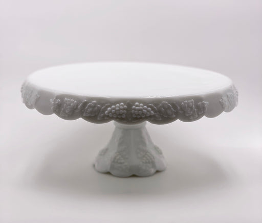 Vintage 'Paneled Grape' Round Cake Stand in 'Milk Glass' image 0