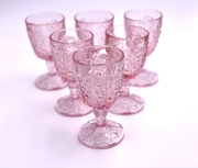 Vintage 'Daisy & Button Thumbprint Panel' Pink Goblet image 0