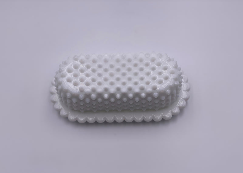 Vintage 'Hobnail' Covered Butter Dish in 'Milk White' image 0