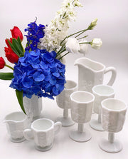 Vintage 'Paneled Grape' Pitcher in 'Milk Glass' image 1