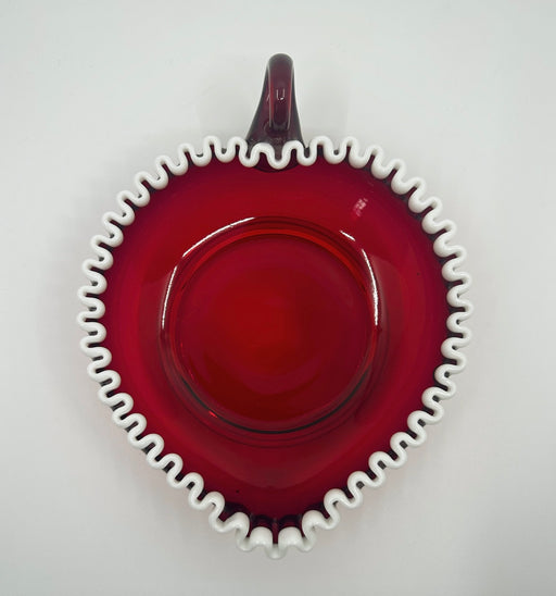 Vintage 'Ruby Red White Crest' Heart Shaped Bowl image 0