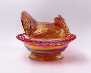 Mosser Glass 'Turkey on Basket' in 'Rose Gold Carnival' image 3