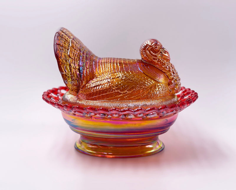 Mosser Glass 'Turkey on Basket' in 'Rose Gold Carnival' image 3
