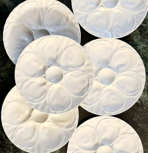 Set of Four (4) Vintage Oyster Plates in 'White' image 0