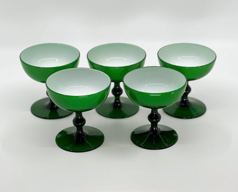 Vintage 'Murano Glass' Coupes in 'Green' (Set of 6) image 1