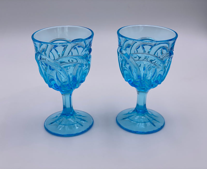 Vintage 'Double Wedding Ring' Light Blue Goblet image 0