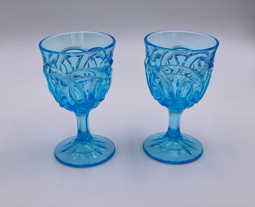Vintage 'Double Wedding Ring' Light Blue Goblet image 0