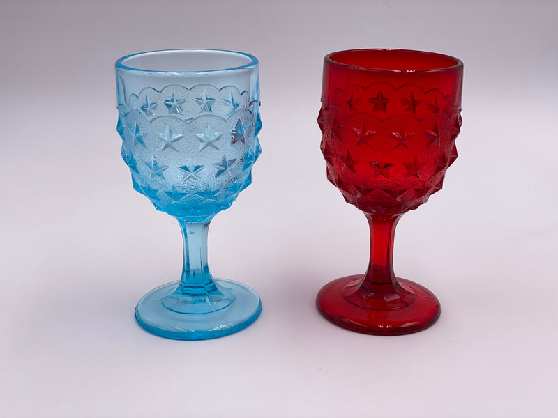 Vintage 'Stippled Star' Light Blue Goblet image 1