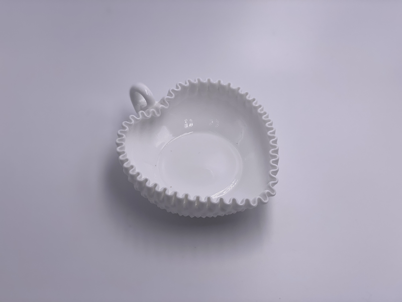 Vintage 'Hobnail' Heart-Shaped Bowl in 'Milk White' image 2